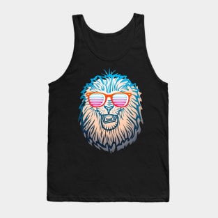 Retro 1980s Lion With Sunglasses Tank Top